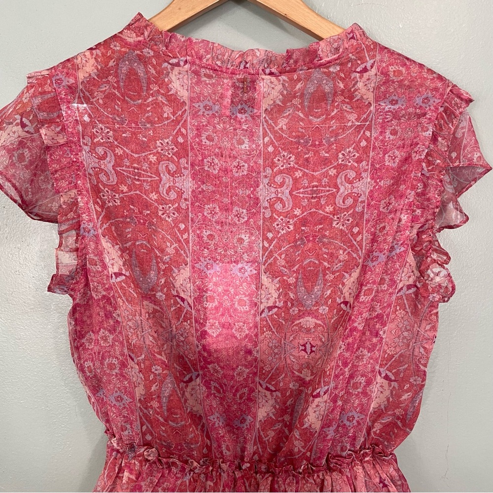 Misa Lilian Dress Mini Ruffle Pink Floral in Washed Rose Size Small NWT - Picture 5 of 9